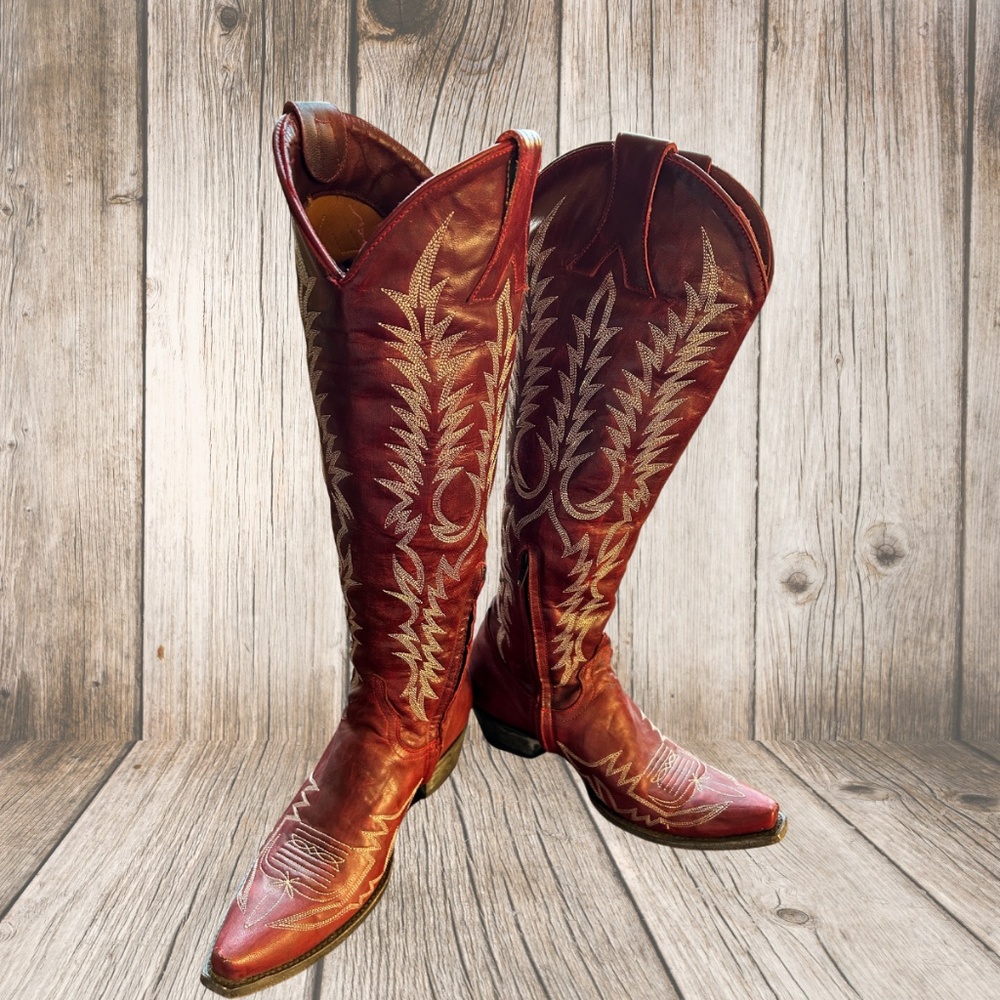 EUC Dark Red Leather Old Gringo Mayra Cowboy Boots 9.5